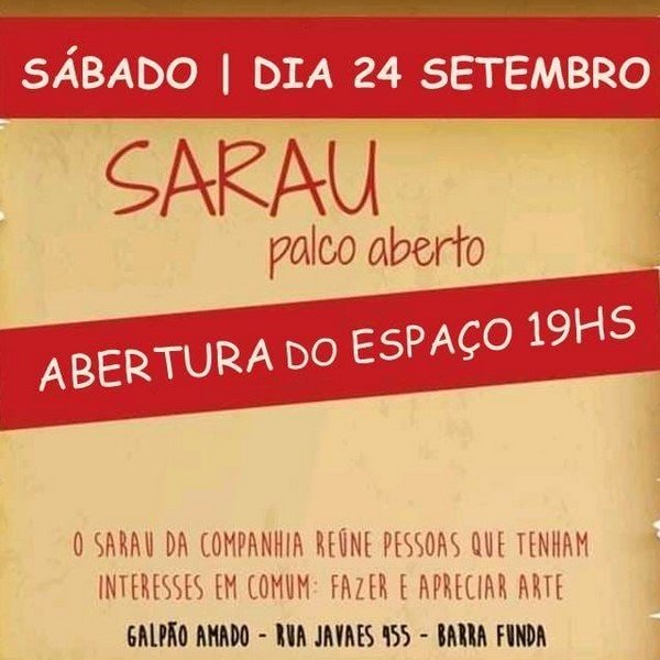 Sarau Amadododito sábado 24 de setembro de 2022
